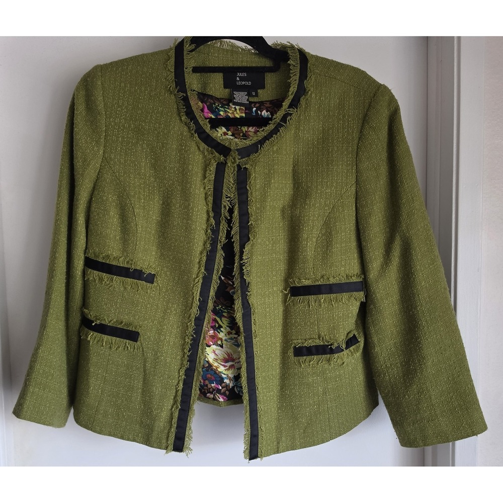 Jules & Leopold Women's Jacket Size 12 Green Solid Professional Blazer Coat